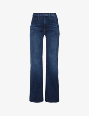 MOTHER: The Hustler wide-leg high-rise cotton-blend jeans
