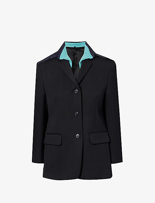 PRADA: Notch-lapel contrast-collar wool blazer
