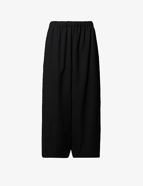 COMME COMME DES GARCONS: Cropped dropped-crotch wide-leg mid-rise wool trousers
