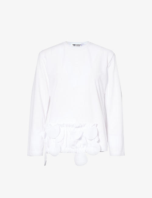 COMME COMME DES GARCONS: Gathered-panel long-sleeved woven top