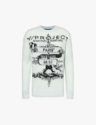 Y/project Paris Graphic-pattern Knitted-jumper In Baby Blue
