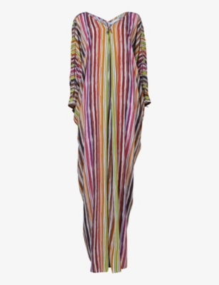 LEEM - Multicoloured stripe-pattern woven maxi kaftan | Selfridges.com