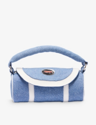 ANCUTA SARCA: Tube recycled-denim shoulder bag