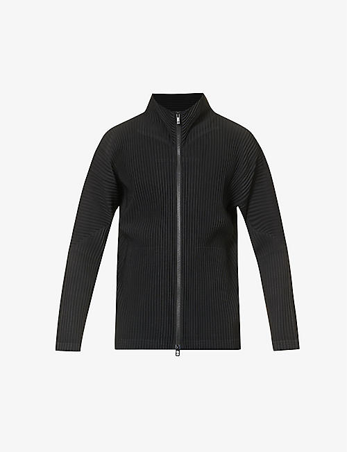 HOMME PLISSE ISSEY MIYAKE: Basic pleated relaxed-fit knitted jacket