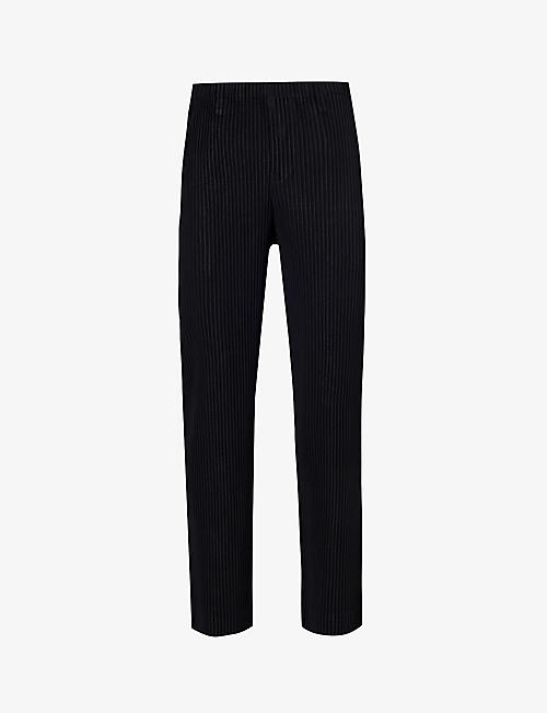 HOMME PLISSE ISSEY MIYAKE: Basic pleated straight-leg regular-fit knitted trousers