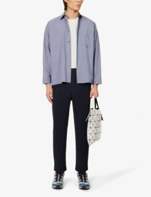 HOMME PLISSE ISSEY MIYAKE: Basic pleated straight-leg regular-fit knitted trousers