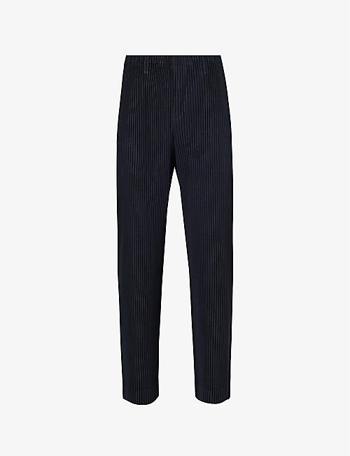 HOMME PLISSE ISSEY MIYAKE: Basic pleated straight-leg regular-fit knitted trousers