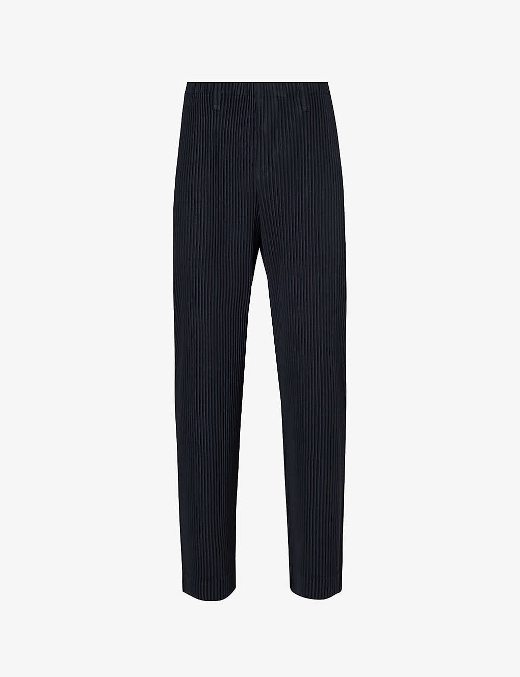 Issey Miyake Homme Plisse  Mens Navy Basic Pleated Straight-leg Regular-fit Knitted Trousers