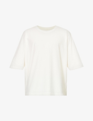 Shop Issey Miyake Homme Plisse  Men's White Basic Release Oversized Cotton-jersey T-shirt