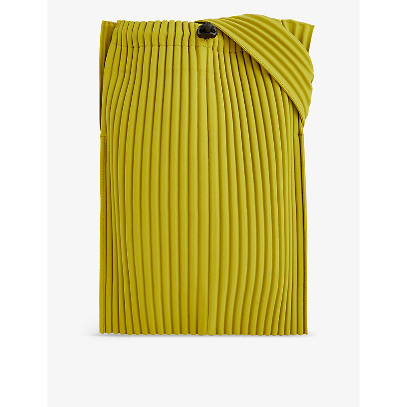 ISSEY MIYAKE HOMME PLISSE ISSEY MIYAKE YELLOW PLEATED KNITTED CROSS-BODY BAG