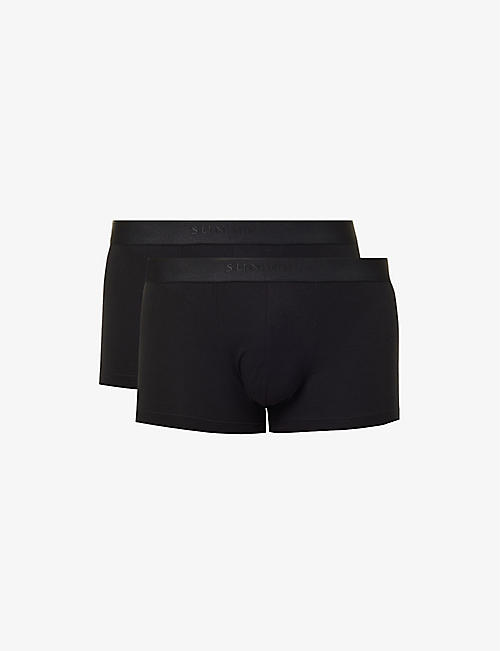 SUNSPEL: Branded-waistband mid-rise stretch-cotton trunks
