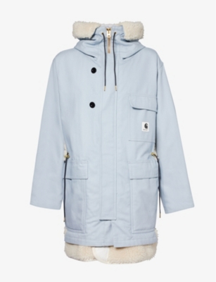 SACAI: Sacai x Carhartt WIP hooded fleece-panel cotton parka