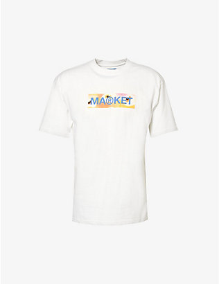 : Bar logo-print relaxed-fit cotton-jersey T-shirt