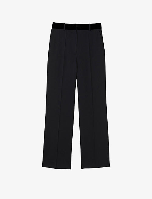 SANDRO: Velvet-waistband straight-leg stretch-woven trousers