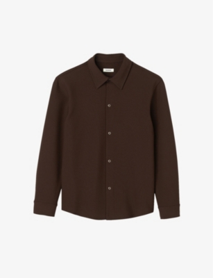 Sandro Mens Bruns Joker Long-sleeve Regular-fit Stretch-woven Shirt In Brown
