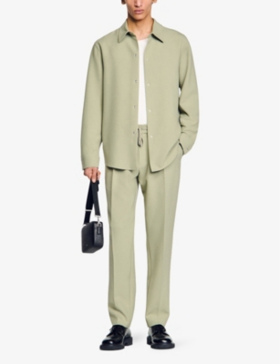 Sandro Mens Joker Long-sleeve Regular-fit Stretch-woven Shirt Verts In Verts