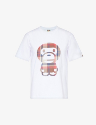 A Bathing Ape Womens White Milo Branded-print Cotton-jersey T-shirt