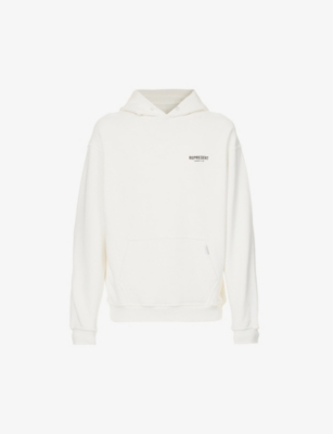 Shop Represent Owners' Club Graphic-print Relaxed-fit Cotton-jersey Hoody In Flat White