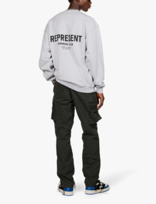 Represent Mens Ash Grey Black Owners' Club Graphic-print Relaxed-fit Cotton-jersey Sweatshirt Xs In Ash Grey Black