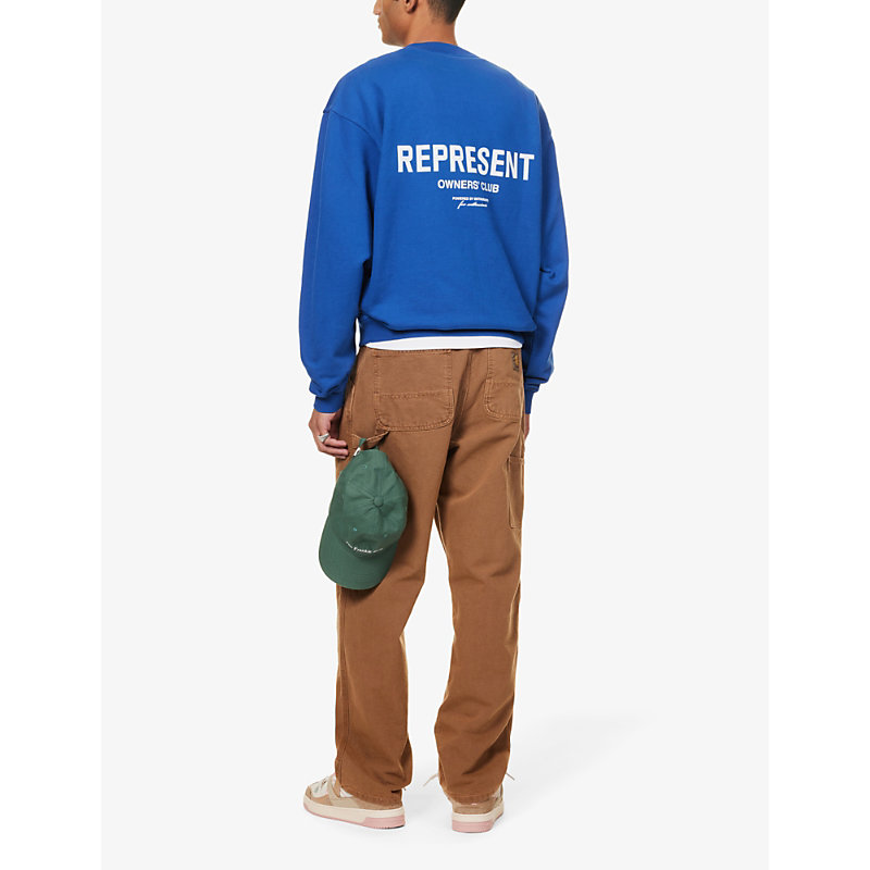 Shop Represent Men's Cobalt Owners' Club Graphic-print Relaxed-fit Cotton-jersey Sweatshirt