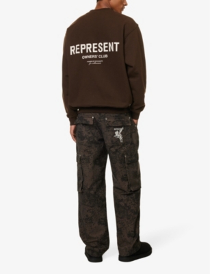 Shop Represent Men's Vintage Brown Owners' Club Graphic-print Relaxed-fit Cotton-jersey Sweatshirt