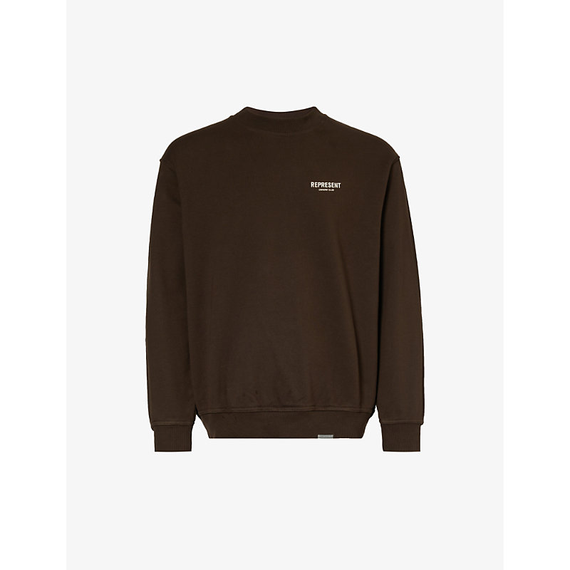 Represent Men's Vintage Brown Owners' Club Graphic-print Relaxed-fit Cotton-jersey Sweatshirt