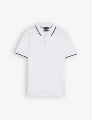 TED BAKER - Striped-trim regular-fit cotton polo shirt | Selfridges.com