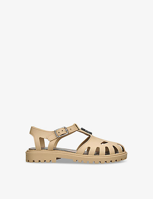BURBERRY: Jenna logo-plaque rubber sandals 7 - 9 years
