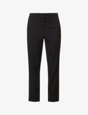 Me And Em Womens Black Slim-leg Cropped Wool-blend Trousers In Black