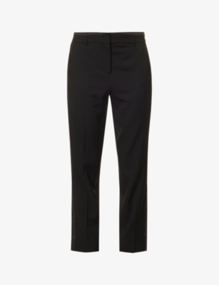 Me And Em Womens Black Slim-leg Cropped Wool-blend Trousers