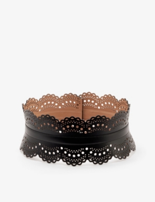 Alaïa Alaia Womens Noir Busier Laser-cut Leather Belt