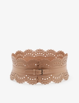 ALAÏA ALAIA WOMEN'S SABLE BUSIER LASER-CUT LEATHER BELT,69119577