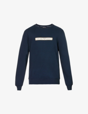 EMPORIO ARMANI: Brand-print crew-neck cotton-jersey sweatshirt