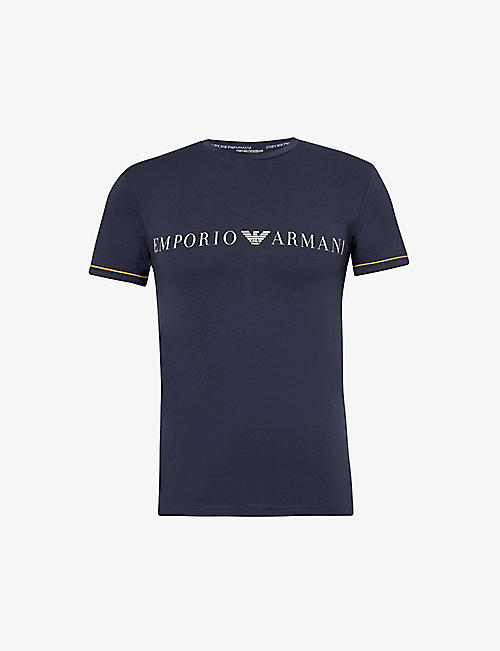 EMPORIO ARMANI: Brand-print short-sleeve stretch-cotton pyjama T-shirt