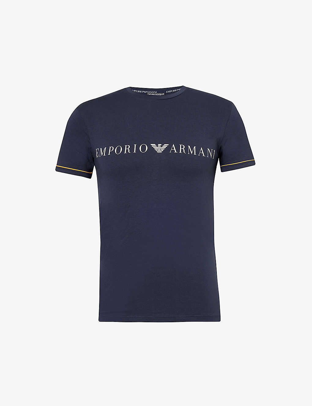 Emporio Armani Mens Marine Brand-print Short-sleeve Stretch-cotton Pyjama T-shirt In Blue