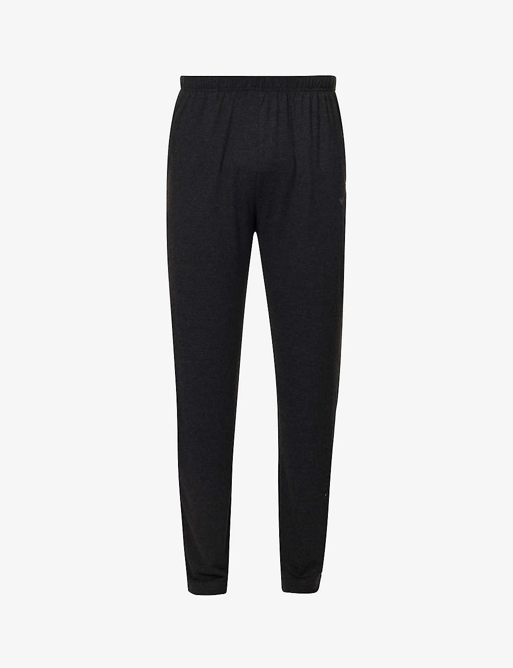 Emporio Armani Mens Nero Brand-embroidered Drawstring-waist Stretch-knit Pyjama Trousers In Black