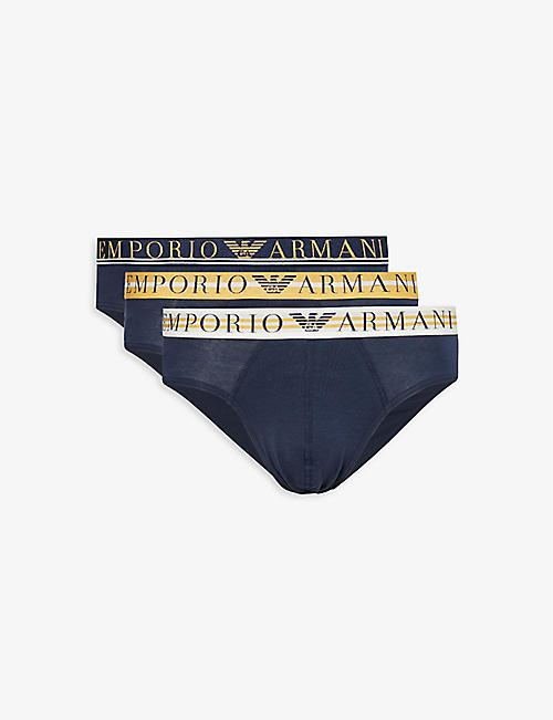 EMPORIO ARMANI: Branded-waist stretch-jersey briefs pack of three