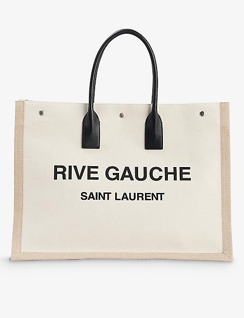SAINT LAURENT: Rive Gauche linen tote bag