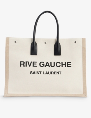Saint Laurent Noe Rive Gauche Logo Canvas Tote - Black