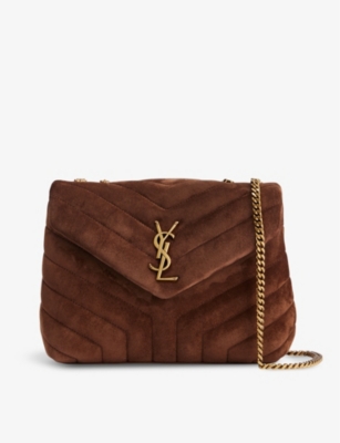 SAINT LAURENT Loulou Puffer small suede shoulder bag