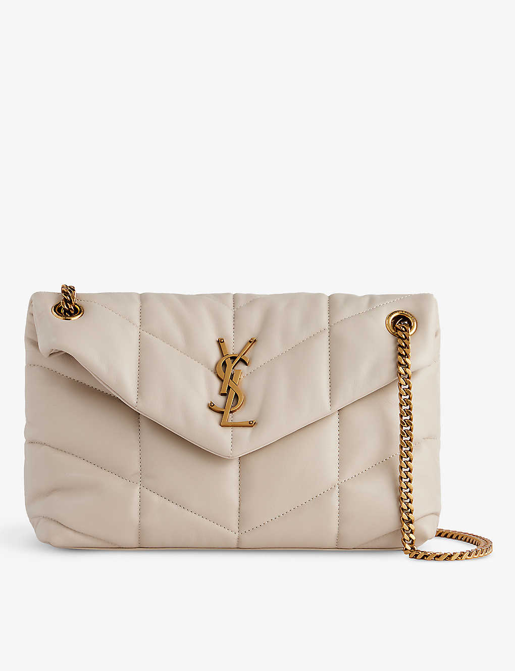 Saint Laurent Womens Blanc Vintage Puffer Small Leather Shoulder Bag In Neutral