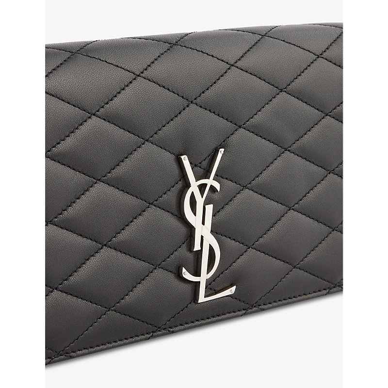 Shop Saint Laurent Kate Quilted Leather Clutch Bag In Black