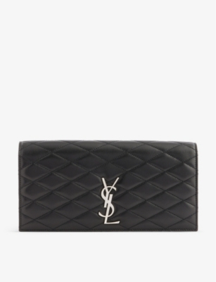 Saint Laurent Womens Black Kate Quilted Leather Clutch Bag
