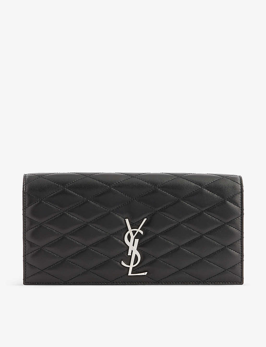 Saint Laurent Womens Black Kate Quilted Leather Clutch Bag