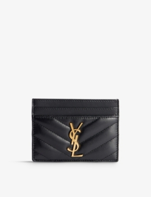 SAINT LAURENT Monogramme quilted textured-leather cardholder