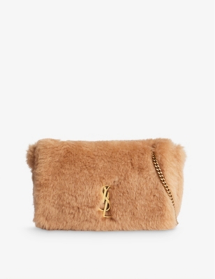 SAINT LAURENT - Reversible Kate brand-plaque shearling shoulder