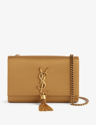 Saint Laurent Cassandre Envelope Chain Matelasse Textured-leather Wallet - Women - Cream Cross-body Bags