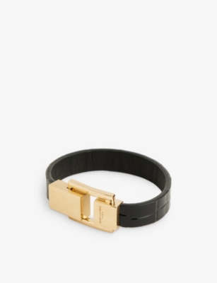 SAINT LAURENT LE CARRÉ BRAND-PLAQUE LEATHER BRACELET