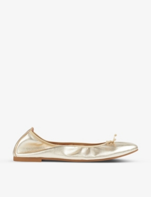 Lk Bennett Womens Gol-champagne Trilly Metallic Leather Ballerina Flats