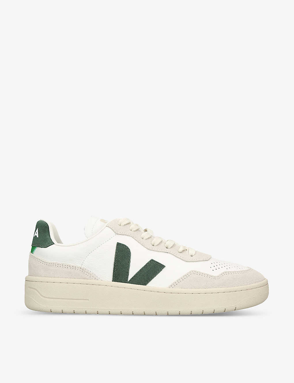 Veja V-10 Logo-embroidered Leather Low-top Trainers In White/oth